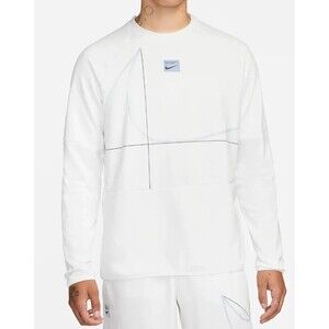 Nike Men's Dri-FIT Long-Sleeve Fleece Sweatshirt White Size Large DQ6622-121 NEW